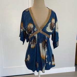 Sky brand kimono sleeve silk jersey top